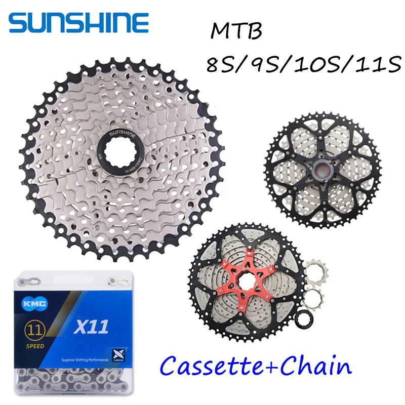 SUNSHINE 8/9/10/11 скоростная велосипедная кассета MTB велосипед маховик 11 40/42/46/50T