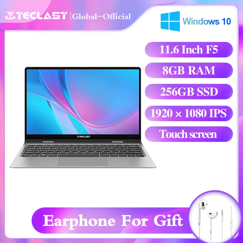 Teclast F5 ноутбук 11 6 дюймов 360 ° Spin Intel Celeron N4100 8 ГБ ОЗУ 256 SSD 1920*1080 сенсорная камера Wifi