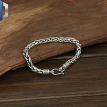 S925 стерлингового серебра ювелирные изделия Мужская мода тайское серебро ручной работы пряжка 6 м полые Твист браслет