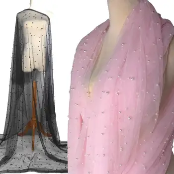 

La Belleza pearls tulle mesh，6mm with 8mm pearls net 1 yard