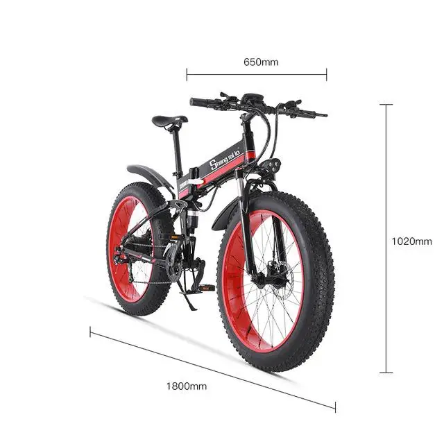 Электрический Снежный скутер двухколесный Электрический велосипед 4,0 Fat Tire мощный электрический велосипед 1000 Вт 48 В внедорожный горный электровелосипед - Цвет: Black