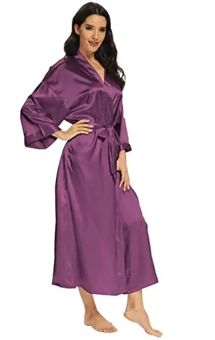 Women Silk Satin Long Wedding Bride Bridesmaid Robe Kimono Robe Feminino Bath Large Size XXXL Peignoir Femme Sexy Bathrobe