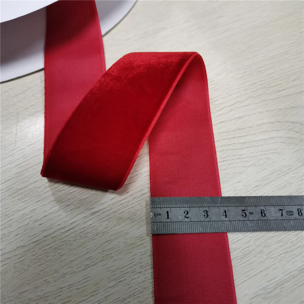 1.5inch 38MM 1/3/5Yards Single Face Nylon Red Velvet Ribbon,none stretch velour ribbons webbing DIY accessories