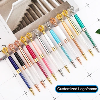 

Coloful Crown Diamond Pens Metal Ballpoint Pens Office Birthday Ballpoint Pens Engraved Name Stationery Customized Logo Pen Gift