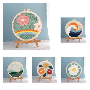 

Landscape Pattern Punch Needle Embroidery Kit with Basic Tools for Beginners