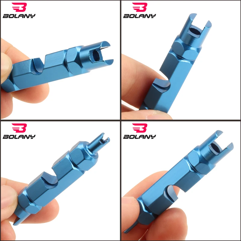 BOLANY Bicycle Tire Nozzle Wrench Multifunctional Valve Core Tool Double-head Portable Removal Disassembly Spanner Bike Repair bicycle valve core remover bicycle valve tool