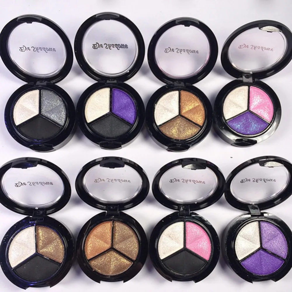 2016 натуральные тени для век зеркало макияжа с кисточкой 3 цвета Перламутровые