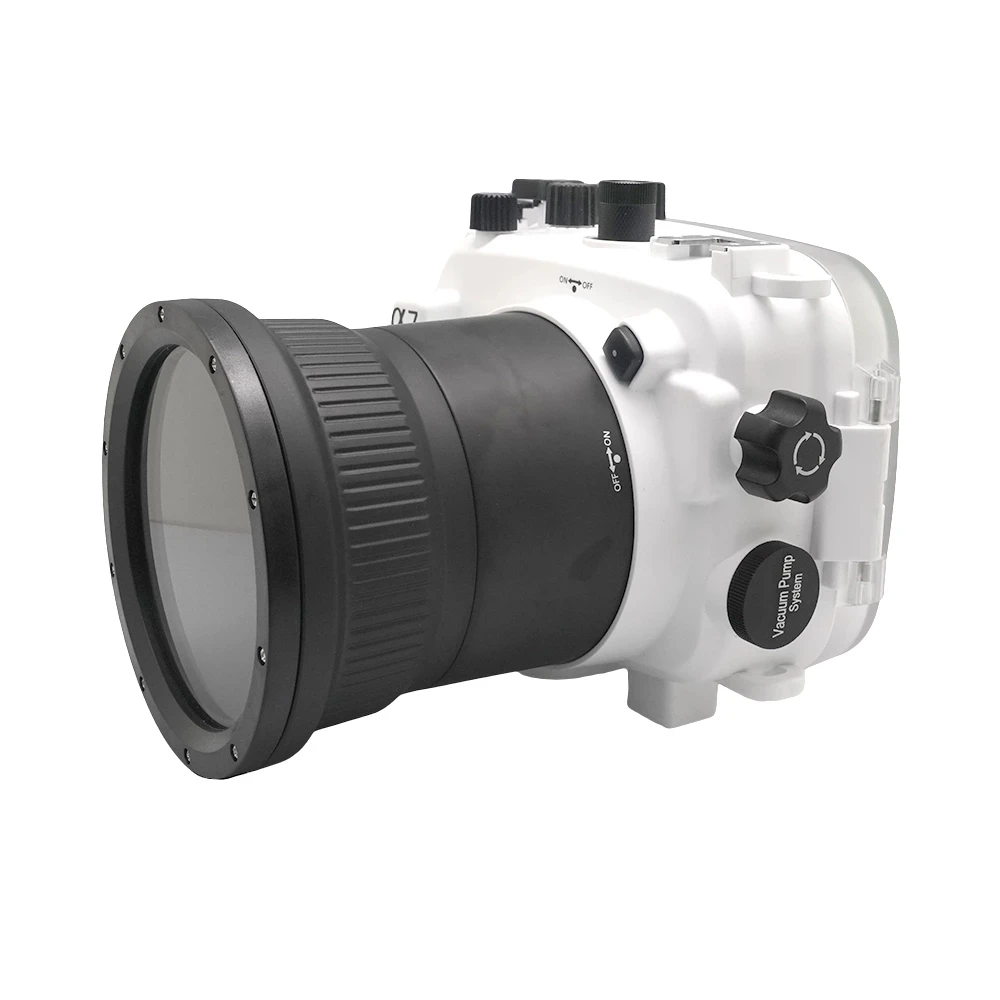 40 м/130 футов для sony A7 NG серии A7R A7S Подводный корпус камеры Дайвинг-бокс чехол Крышка с объективом 90 мм(длинный порт) белый