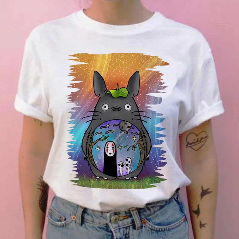 Totoro/женская футболка с рисунком из мультфильма «Унесенные призраками Тоторо», Новая графическая женская футболка с изображением японского ульцзанга, одежда, футболка, топы, футболки tumblr