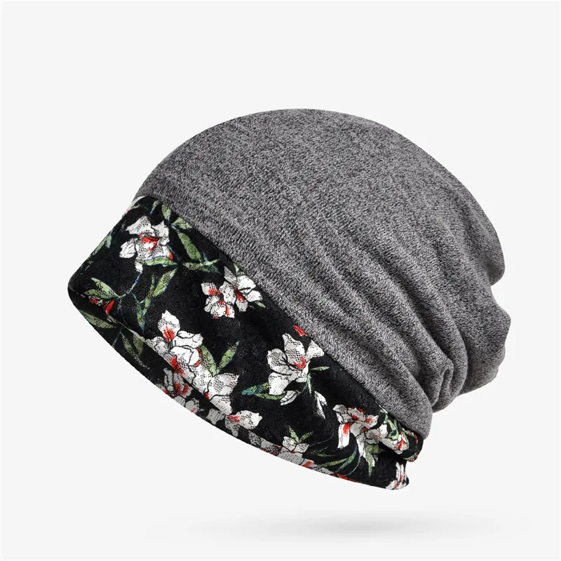 USPOP новые женские шапки Лоскутные skullies модные кружевные вязаные шапочки с цветочным принтом осенне-зимняя шапка