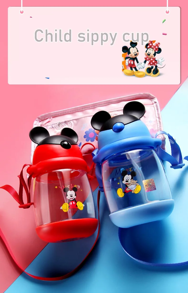 Disney Baby Cup чашка для кормления чашка Дисней кружка герметичная copo детская бутылка для воды Микки Маус детская чашка на бретелях чашка