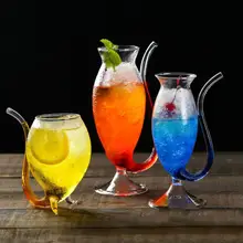 Креативная термостойкая прозрачная стеклянная чашка с соломинкой, вечерние бокалы для холодных напитков, бокалы для вина, бокал для белки