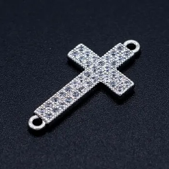 

3pcs/lot 100% Real Micro Pave CZ Cross Connector Charms Wholesale OEM order accept DIY Jewelry Pendants for Bracelet