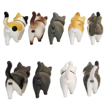 

1Pcs Creative Handicraft Ornaments Home Decoration Crafts Cute Mini PVC Animal Miniatures Japanese Bell Cat Doll Figures Toy