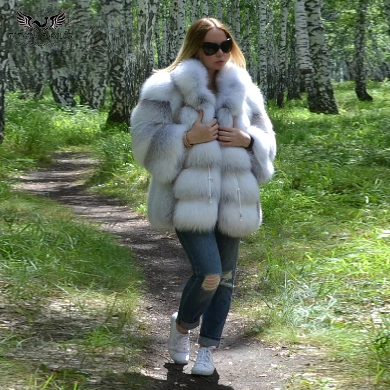 Tatyana Furclub пальто из натурального Лисьего меха с регулируемой плотностью модная одежда для женщин высокого качества