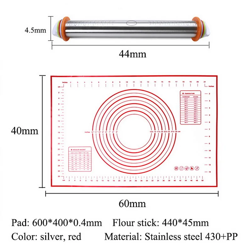 Скалка для теста ролик с 4 съемными регулируемыми толстыми кольцами кондитерский коврик для выпечки теста, пиццы пирог выпечка печенье - Цвет: 1 set red
