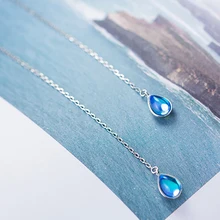 

New Listing 925 Sterling Silver Female Earrings Blue Water Drop Shape Summer Earrings Luxury Gift for woman