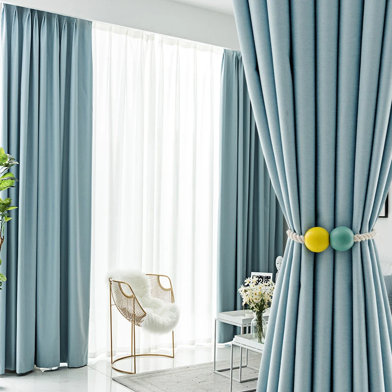 

Curtain shading bedroom living room floating window cloth solid shading finished modern full shading Nordic