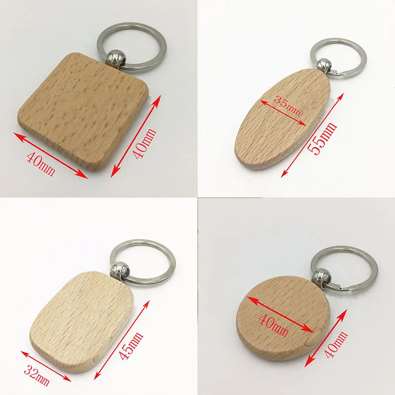 Горячая 20 шт./лот DIY заказной пустой деревянный брелок дерево Кабошон DIY брелок База лотки с металлической пряжкой для бирка-брелок