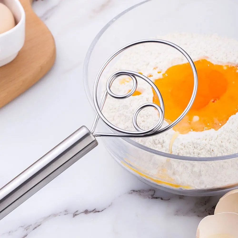 1Pc Eggs Cream Mixing Rods Double Holes Flour Cake Stirrer Whisk For Danish Dough Bread Smooth Tools Coil Mixer Kitchen Tools