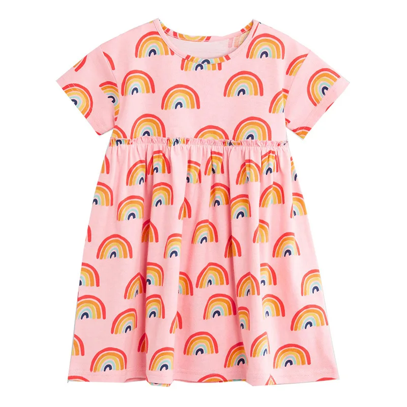 Летнее платье для девочек; Хлопковое трикотажное детское платье;