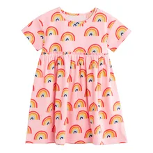 Летнее платье для девочек; Хлопковое трикотажное детское платье;