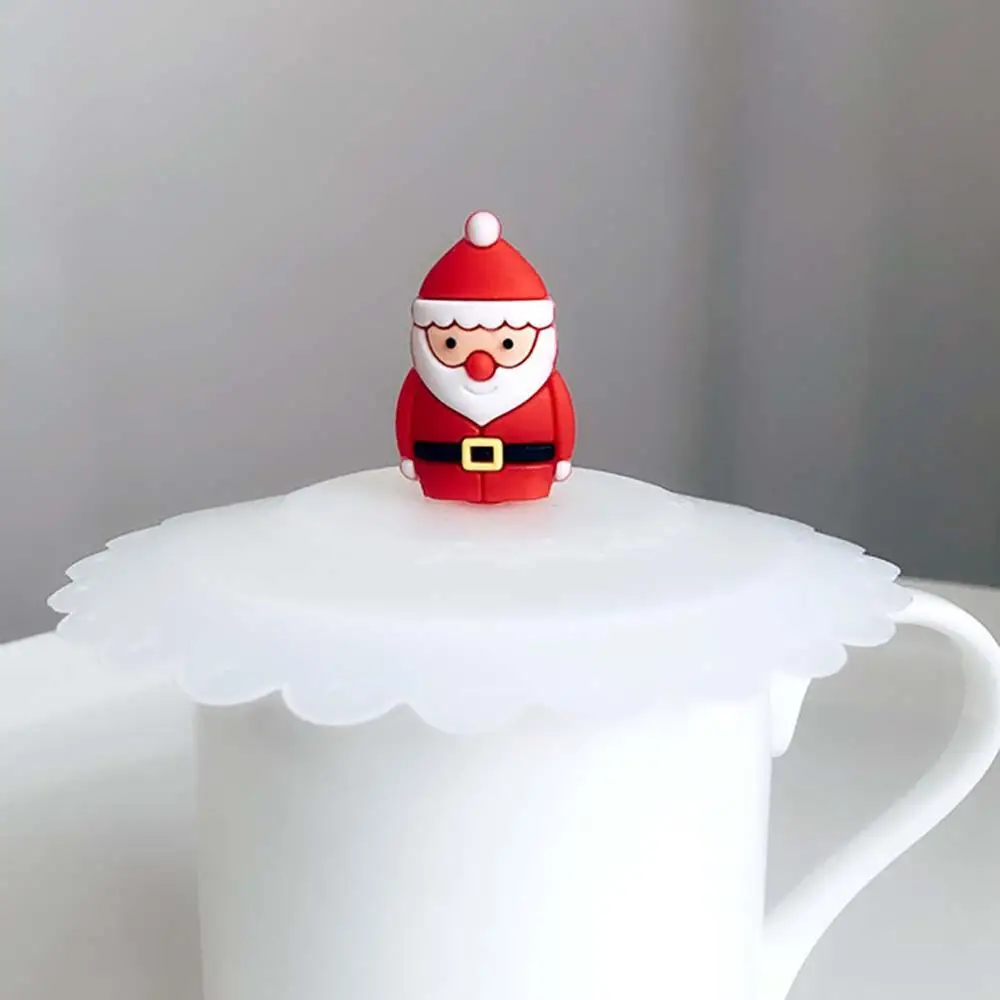 

Christmas Tree Snowman Santa Clause Dustproof Leakproof Reusable Mug Cup Cap Lid Cover Cup Lid Drinking Cup Cover Tea Cup Lid
