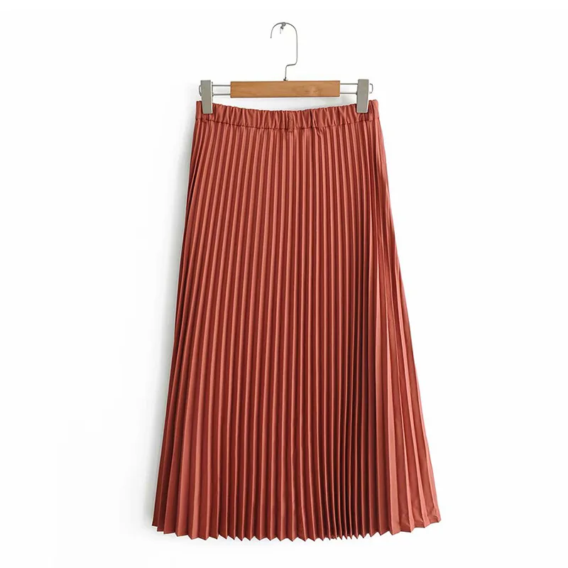 

Foreign Trade Original Garment Summer New Products Western Style Solid Color Casual High-waisted Front Buckle Creased Mid-length