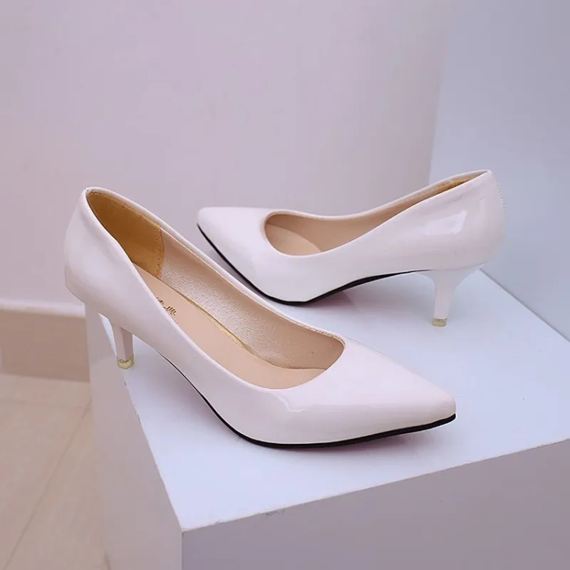 

2020 fashion New Women Pumps Black High Heels Lady Leather spring and Autumn wild Pointed Single Shoes Female Pumps Y21-08