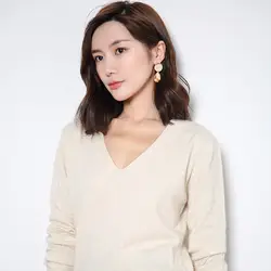 Женский новый стильный кашемировый свитер с v-образным вырезом шерстяной свитер Универсальный свитер в Корейском стиле