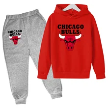 

Saison Chicago Basketball Kleidung Street Fashion Frühling 3-14Y Jungen Mädchen Hoodie Baumwolle Kinder Kapuze Sport Sets 2 Pes