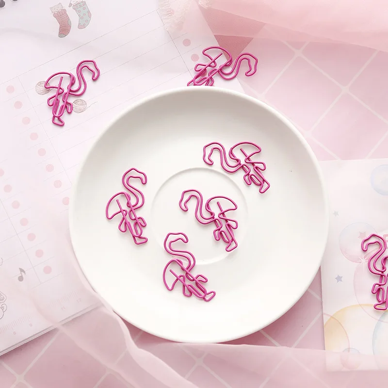 8 шт./лот Закладка в виде сладкого розового фламинго металлический зажим для