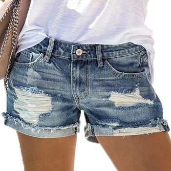 

VICABO Women Shorts Summer 2020 Fashion Ladies Girls Denim Shorts Clothes Hole Straight Shorts