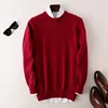 Autumn Winter New 100%Pure Wool Sweater Men's O-Neck Warm Plus Size Pullover Pure Color Loose Cashmere Knit Casual Base Shirt 5