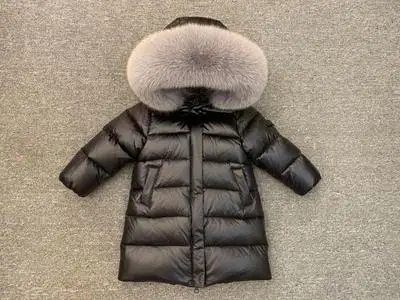 Kids Winter Duck Down Coats With Fur Collar Boys Girls Long Ski Jacket Children Snow Wear Parka Teeanagers Outerwear Thick Coats - Цвет: D