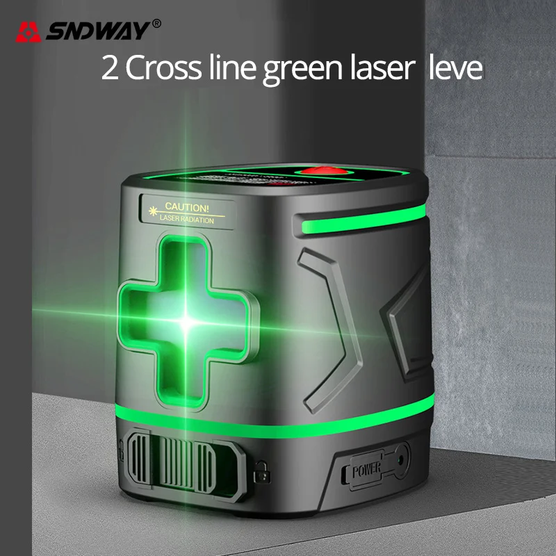 Sndway Rechargeable Green Laser Level 2 Lines Lazer Level Instrument Cross Line Laser Self-leveling Laser-level Nivel Line Laser