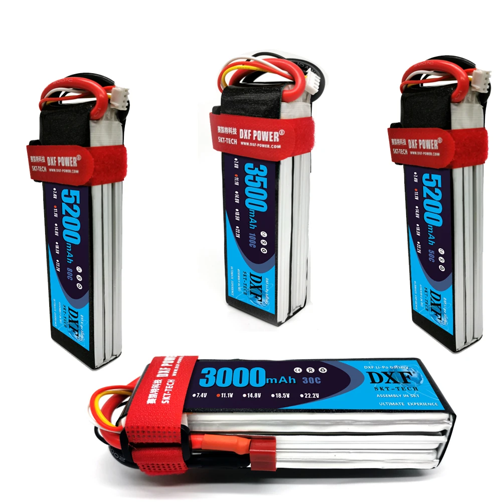 2 шт. DXF lipo батарея 3S 11 1 V 3000mah 3500mah 5200mah 30C 100C 50C для 1/10 1/8 RC Car FPV вертолет Дрон|Детали и