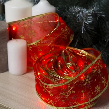 

Garland "Thread" 10 m dew with ribbon "Golden Snowflakes", IP20, silver thread, 100 LED, red glow, fixing, USB