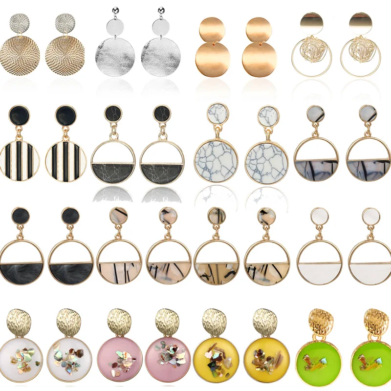 

Vintage Fashion Women's Earrings 2019 Round Gold Color Statement Earrings Unusual Big Earrings Wedding Jewellery For Brides