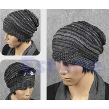 Вязаная мешковатая Шапка-бини унисекс для женщин и мужчин, Зимняя Теплая Лыжная Шапка большого размера DXAA
