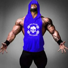 

2 Pcs/Lot Men's Fitness And Bodybuilding Sleeveless High Quality Cotton Hooded Factory Wholesale Charm Men's Sports Vest