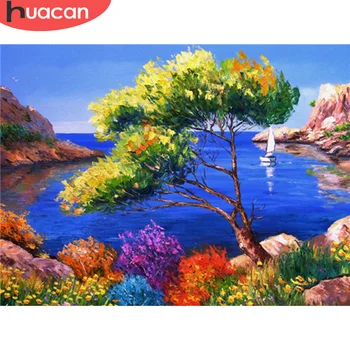 

HUACAN 5D DIY Diamond Embroidery Tree Full Square Round Rhinestone Craft Kit Diamond Painting Landscape Handmade Gift Wall Art