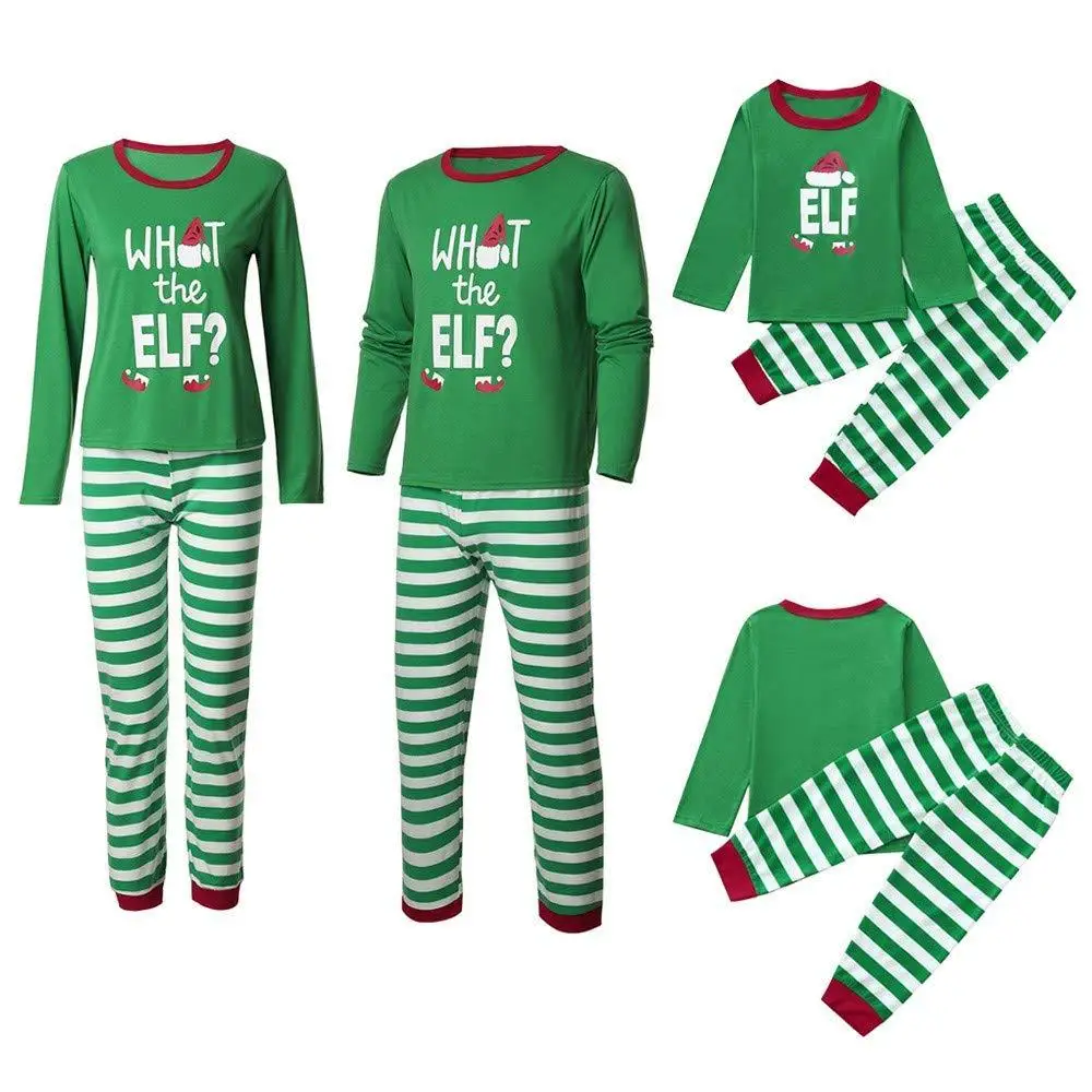

Family Matching Christmas Adult Mother Daughter Pajamas Sets Letter Print Xmas Sleepwear Stripe Pants Nightwear Clothes Outfit