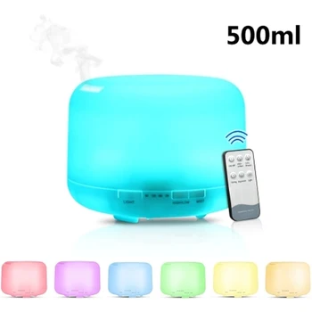 

500ml Remote Control Ultrasonic Air Humidifier AC100-240V Aroma Oil Diffuser Aroma Humidifier with Colorful Led Night Light