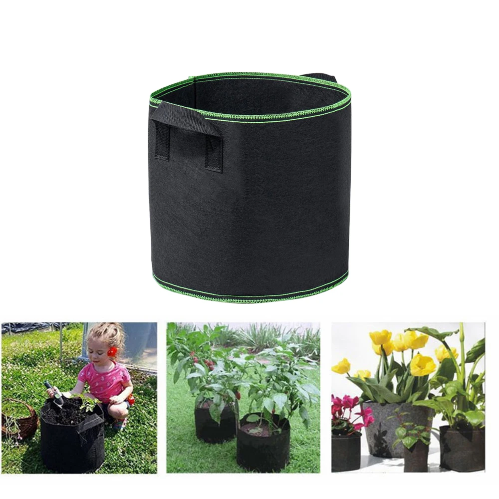 

5pcs Plant Growing Bags 5 Gallon Breathable Grow Bags Garden Pots Container With Handles Straps Strawberry Planting Bags