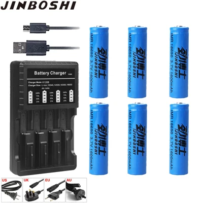 6X B and Charger 10 шт. 3,7 в 1600 мАч 18650 литиевая Перезаряжаемые Li-Ion Батарея+ 1 шт. 18650 16340 14500 Зарядное устройство для фонарик батареи - Цвет: 6X B and Charger