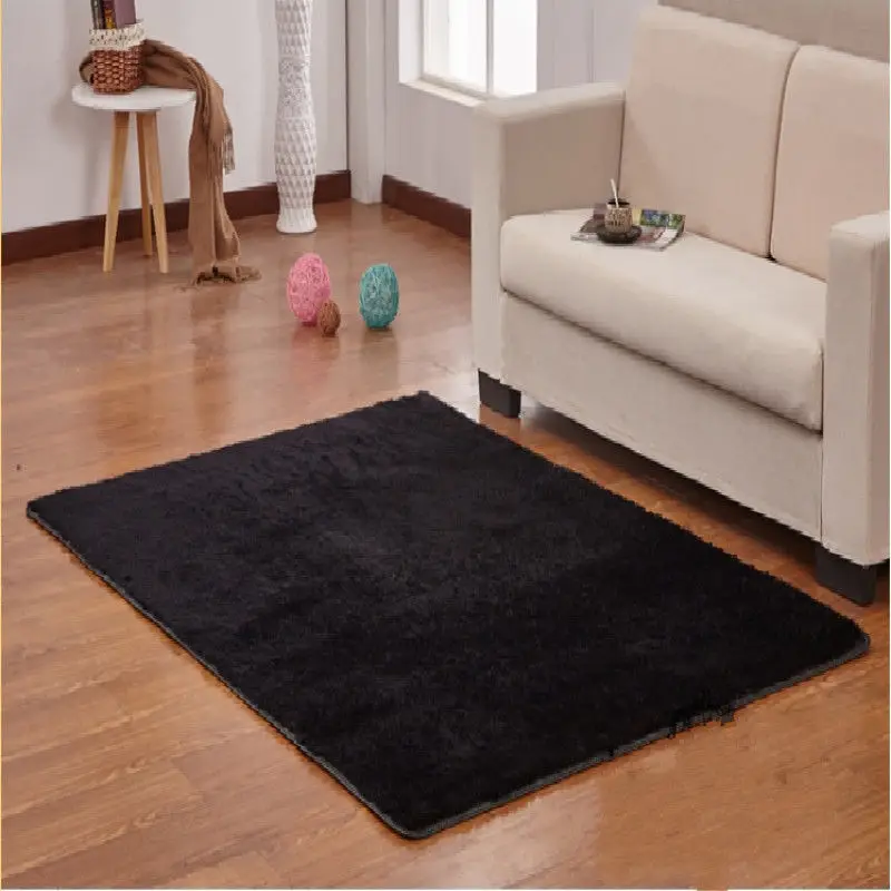 Современный ковер черного цвета Пушистый Плюшевый пол пушистые коврики с