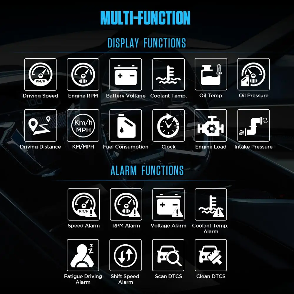 Autool X60 БД метр OBD 2 HUD цифровой Температура Манометр Цифровой Напряжение Скорость