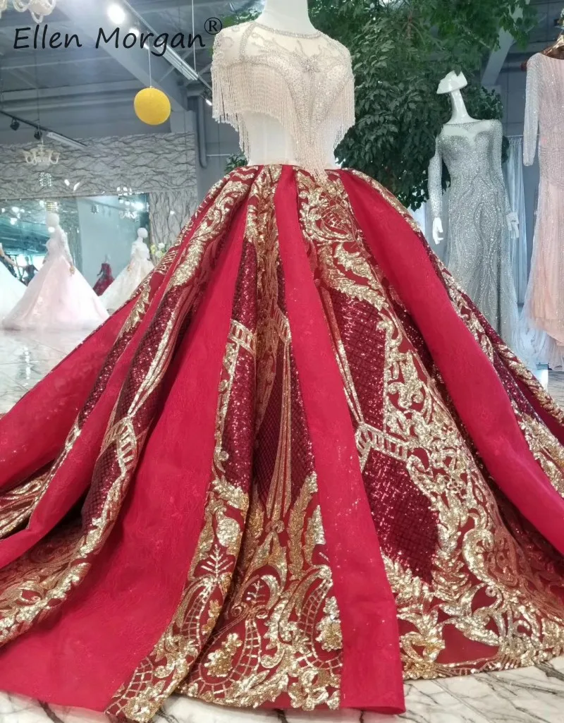 Пышное свадебное платье с открытой спиной, круглым вырезом, бусинки блестки, кружевные свадебные бальные платья, Vestidos De Novia
