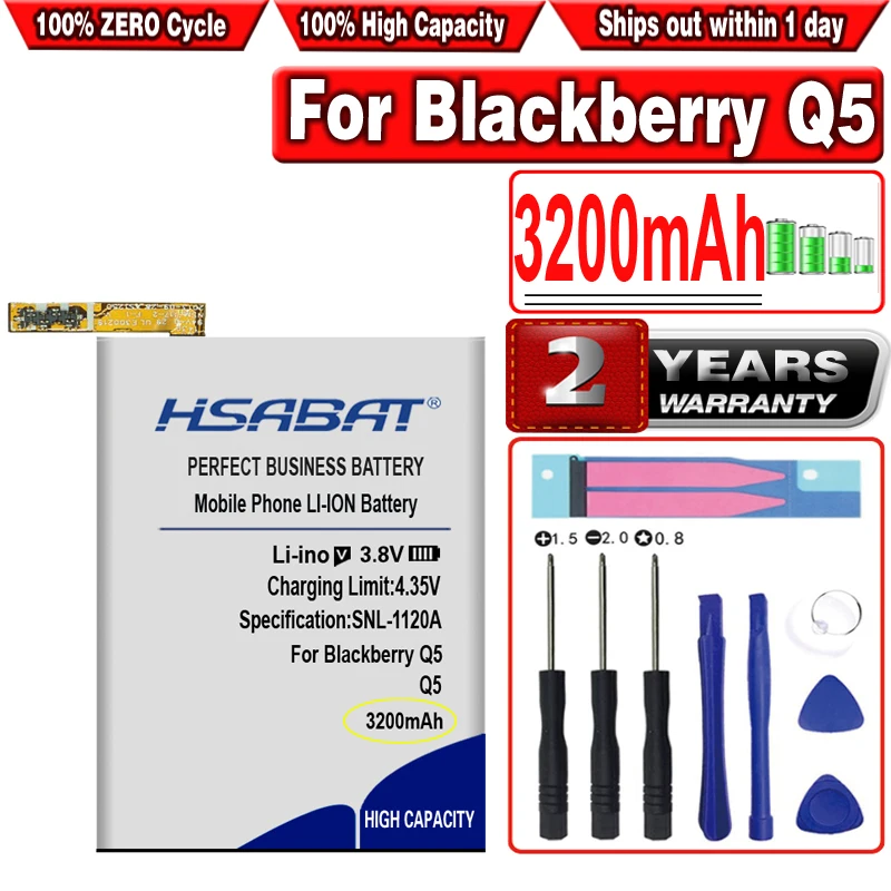 Аккумулятор HSABAT 3200mAh BAT-51585-003 PTSM1 BAT-51585-103 для смартфона Blackberry Q5 LTE SQR100-1 | Мобильные